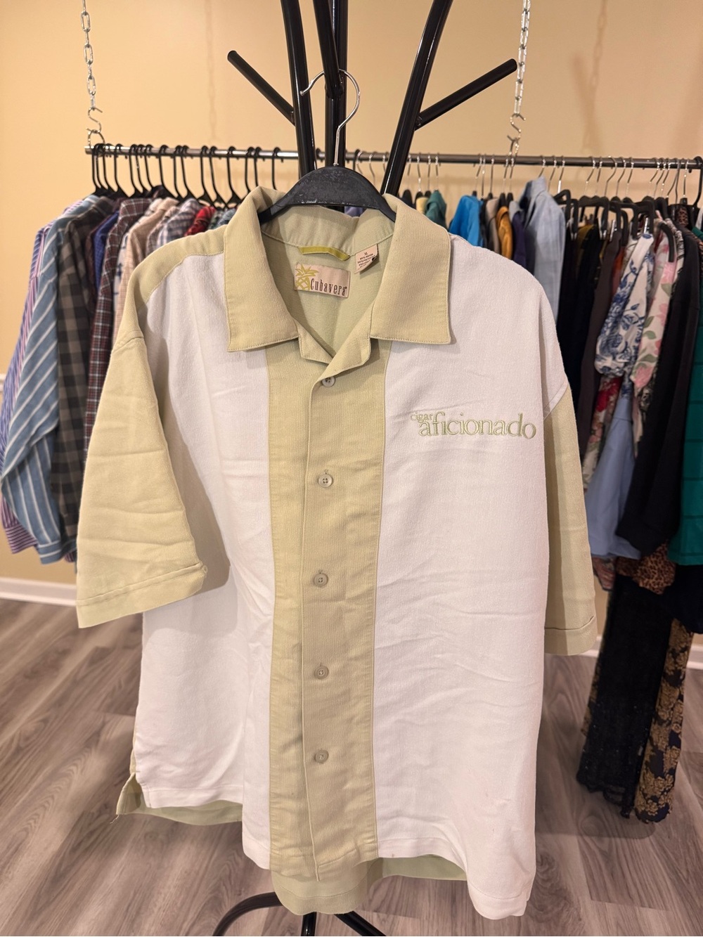 Men's Cubavera Two-Tone Camp Shirt